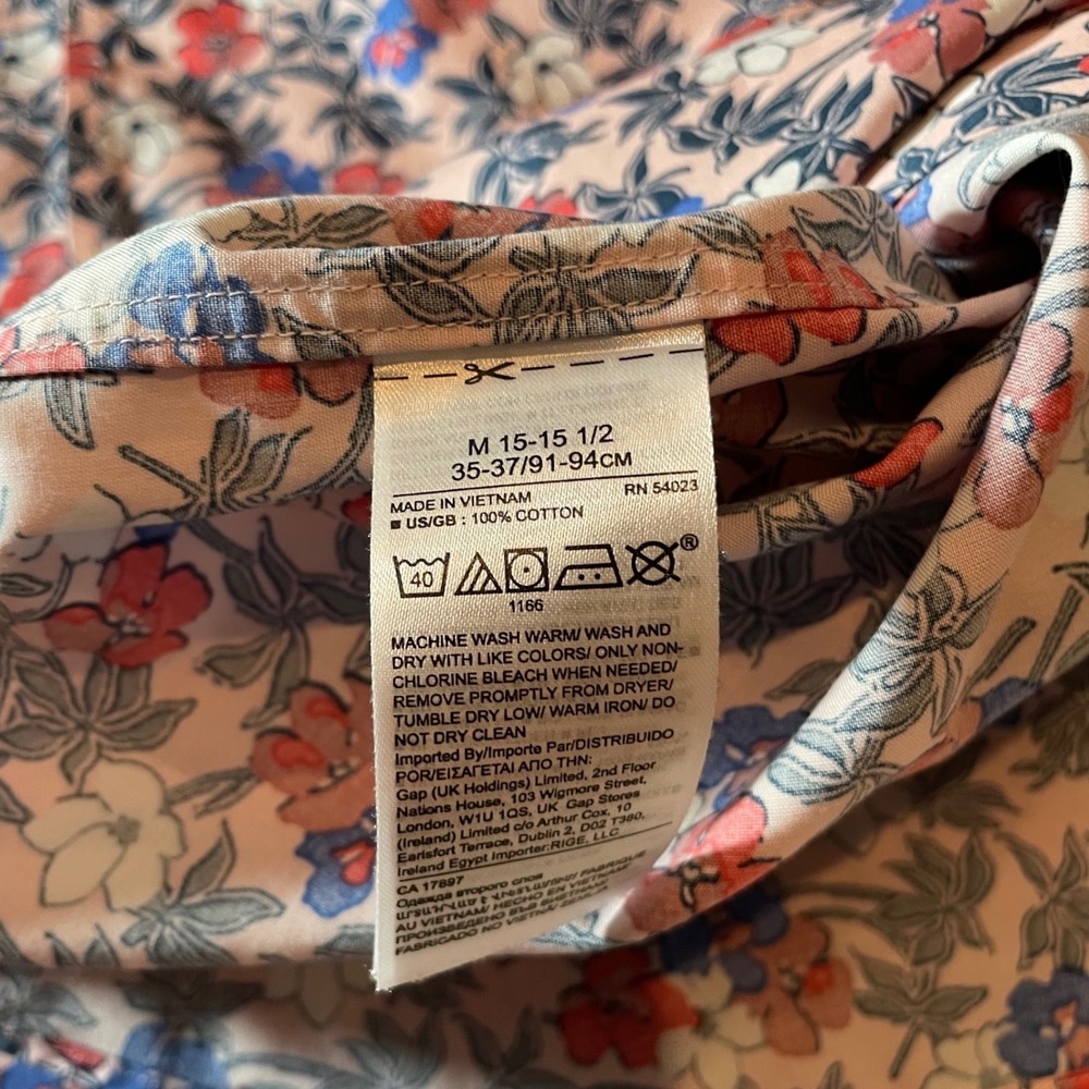 Banana Republic Mens 100% Cotton Pink Floral Non-Iron Untucked Slim Fit Shirt M - Picture 8 of 8